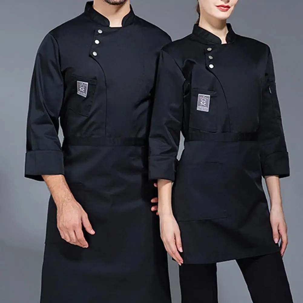 

Men Women Chef Tops Professional Chef Uniforms for Men Women Stylish Stand Collar Restaurant Apparel with Pockets for Food