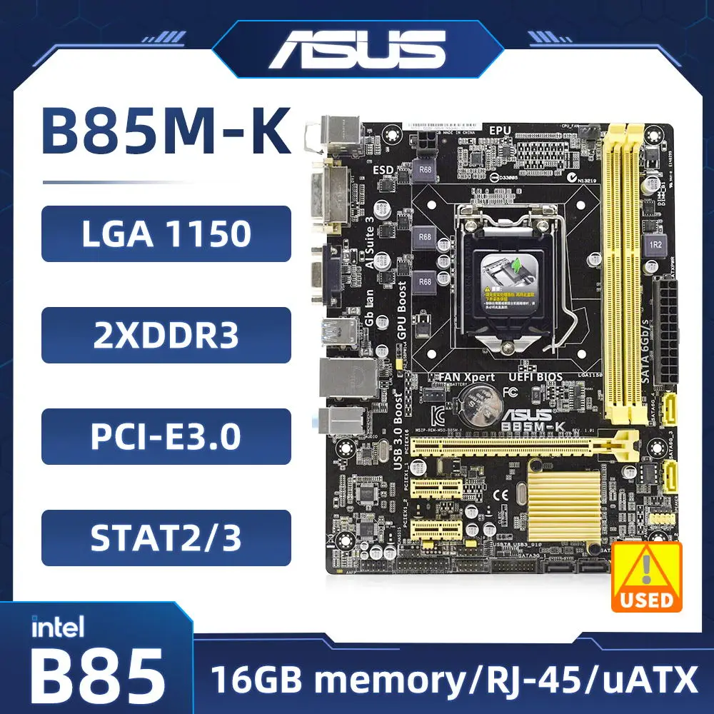B85MotherboardASUSB85MKLGA1150Motherboard2DDR316GBUSB30DVI