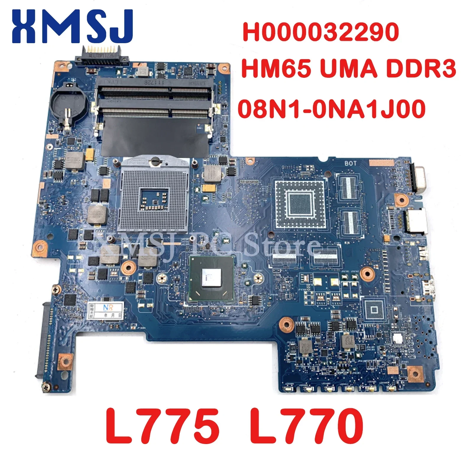 

Материнская плата XMSJ для ноутбука Toshiba Satellite L775 L770 H000032290 08N1-0NA1J00 HM65 UMA DDR3, полный тест