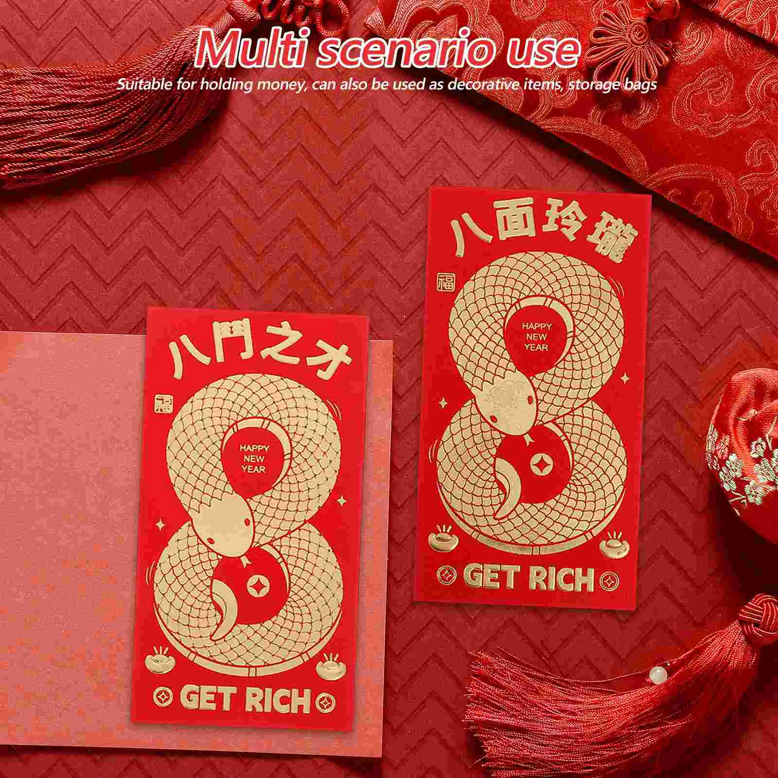 12 Pcs Red Envelope Year of The Snake Envelopes Chinese Wedding Ampao Paper Lunar New