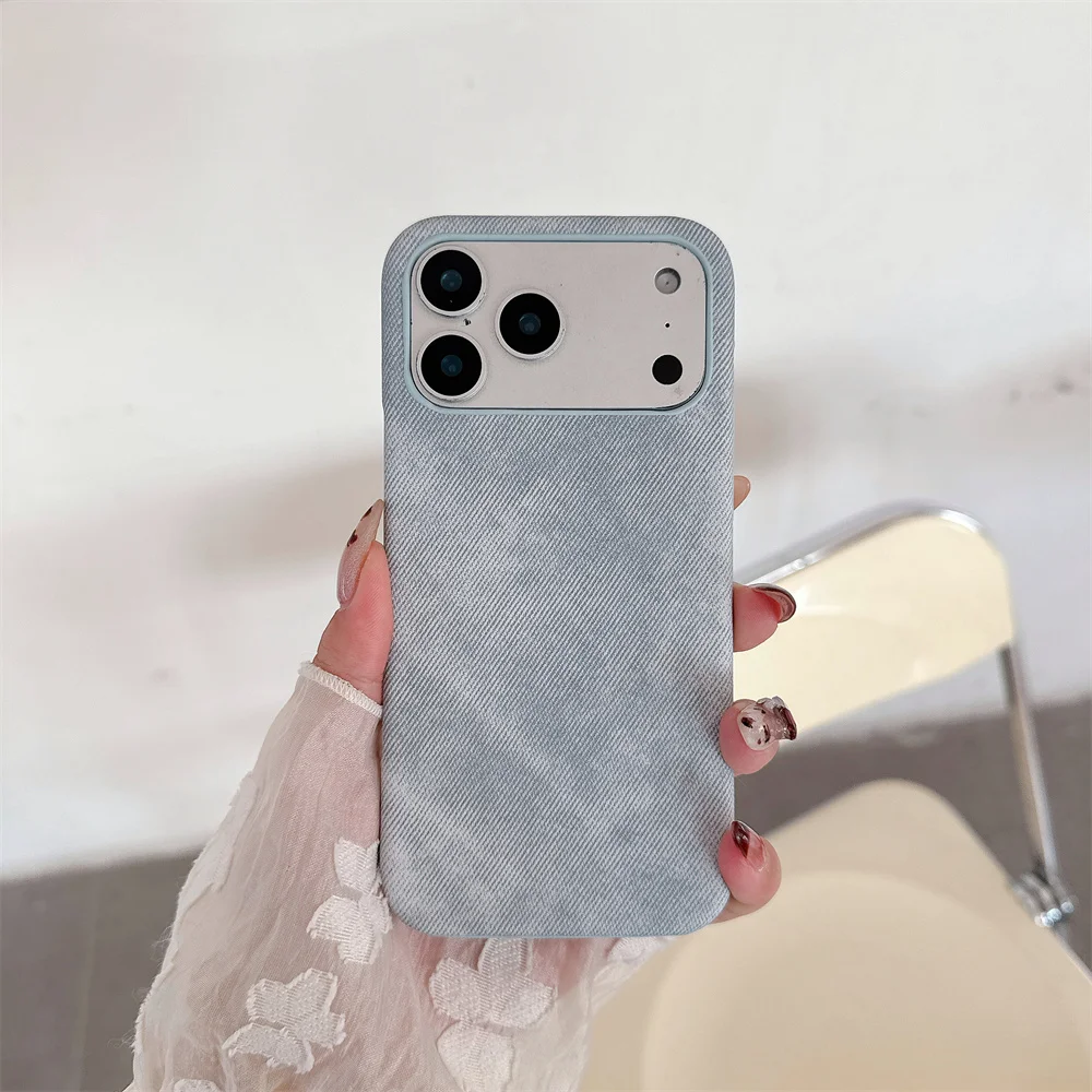 Washed Color Denim Jeans Phone Case - Shockproof Protective Back Cover Bumper