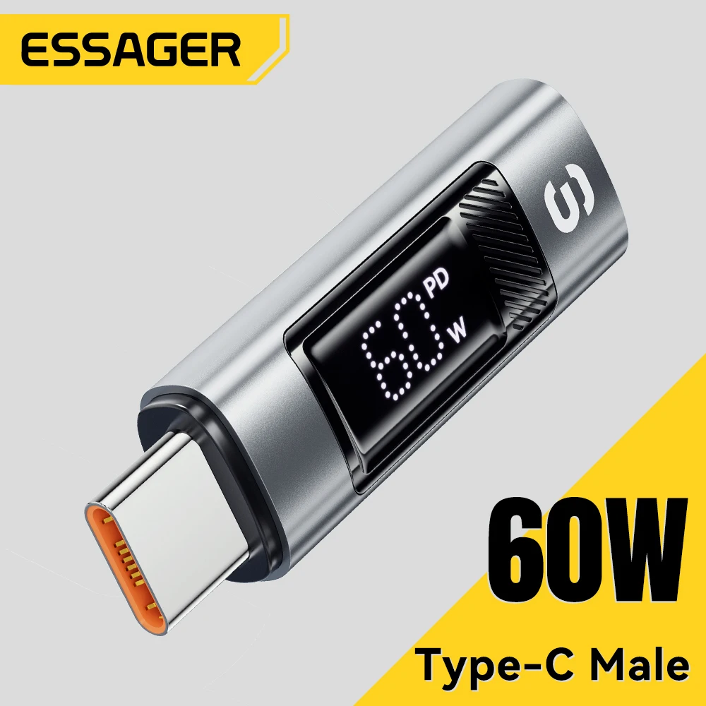 Essager Type C to Lighting OTG Adapter Digital Display PD 60W Fast Charging Lighting To Type C Connector For iPhone