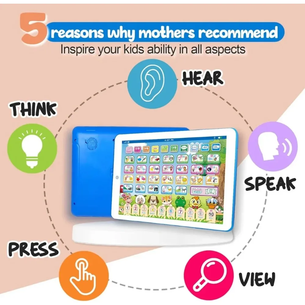 French English Bilingual Learning Tablet Toy Learn Alphabet ABC Numbers Words Spelling| Interactive Educational Toys for Kids 3