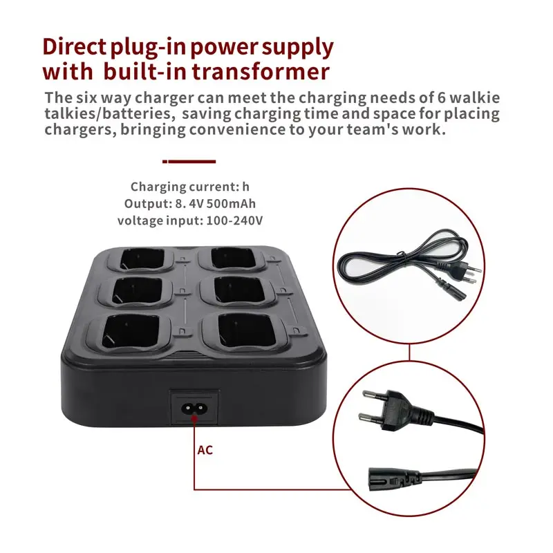 Original Baofeng UV-5R Six Way Charger Multi Unit Walkie Talkie Two Way Radio For BF-F8HP UV-5R UV-5RA UV-5RAE UV-RTP UV-5RX3