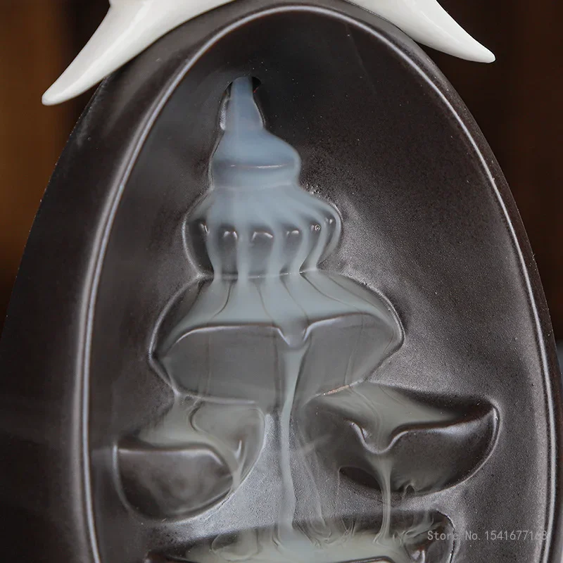 Creative Ceramic Backflow Incense Burner, Zen Home Bedroom Decor Ornaments, Aromatherapy Furnace, Sandalwood Agarwood Stove, 1Pc