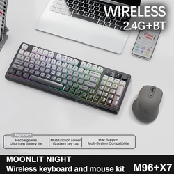 Wireless Keyboard and Mouse Kit with Electronic Screen and Multi - Device Connectivity (MoonlitNight Kit)