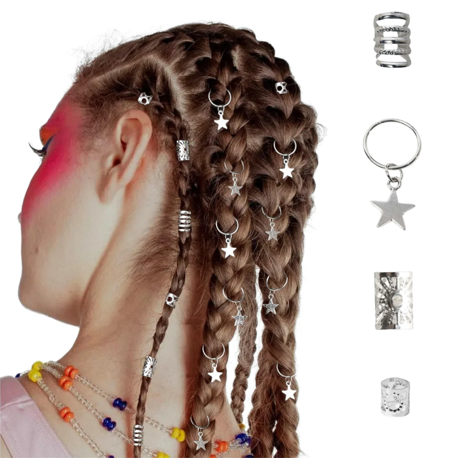 35pcs/set Silver Five-pointed Star Design Hair Loops For
