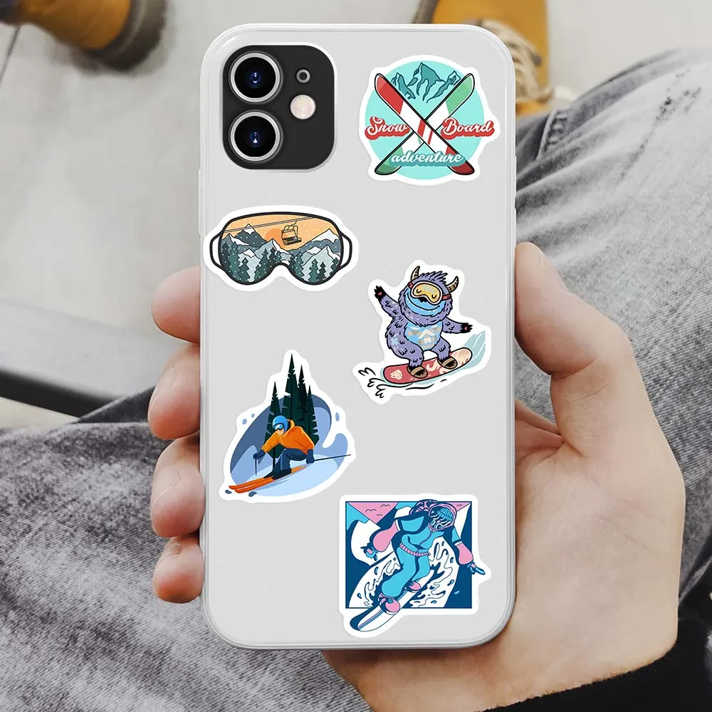 Winter Ski Snowboard Adventure Sports Cartoon Girl Kid's Gift Graffiti DIY Sketch Phone Laptop Scrapbooking Waterproof Stickers for Cartoon Stickers Decorative Stickers Adhesive Stickers