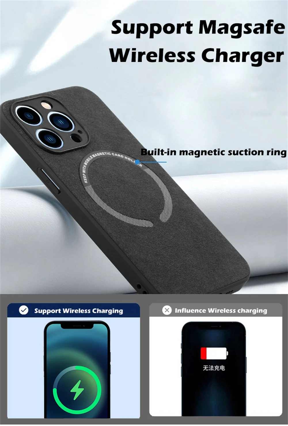 Suede Fur Leather Magnetic For Magsafe Wireless Charge Case For iPhone 13 12 Mini 11 Pro XS Max XR X 8 7 Plus Shockproof Cover