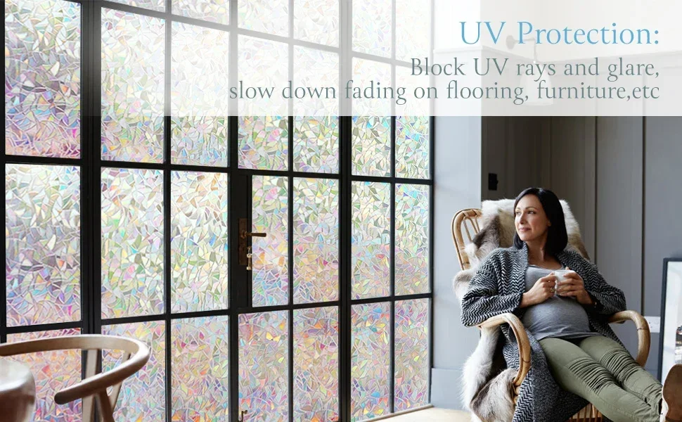 Description Picture 3 of item3D Frosting Window Privacy Film Matte Static Vinyl Glass Movie Stickers Anti Light UV Crescent Adhesive Mirror Foil Clings Tools