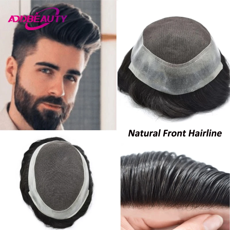 Australia Toupee Human Hair Wigs Swiss Lace PU Men's Capillary Prothesis Soft Invisible Human Hair Toppers Man Wigs Natural 130%