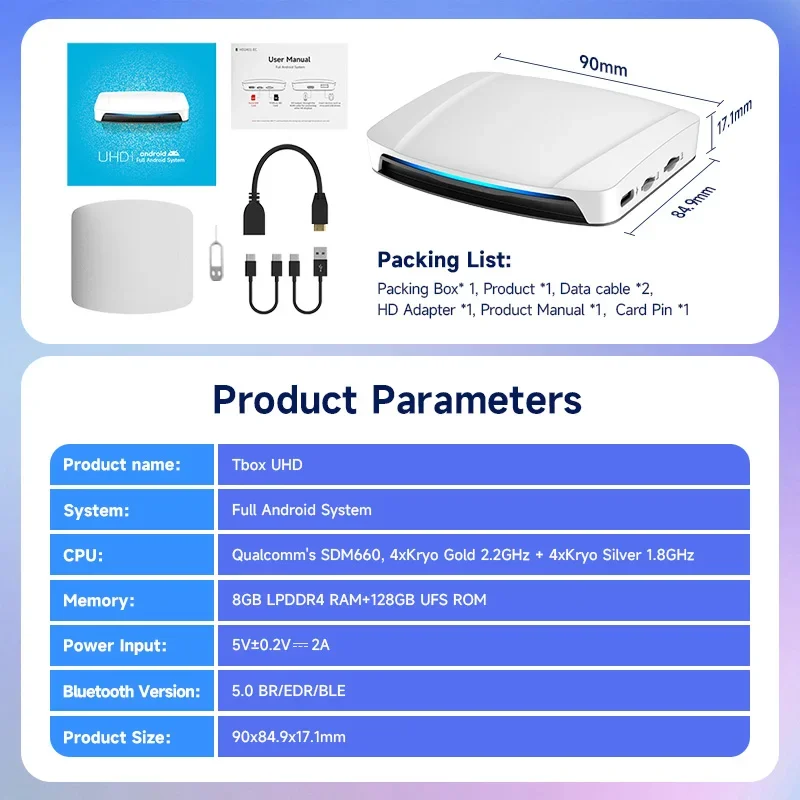 Carlinkit Tbox Uhd Hdmi Usb Android 13 Sdm660 8G 128Gb