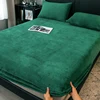 WASART Winter warm solid flannel bed sheet elastic fitted sheet mattress protector cover 150x200cm single double queen king size 1
