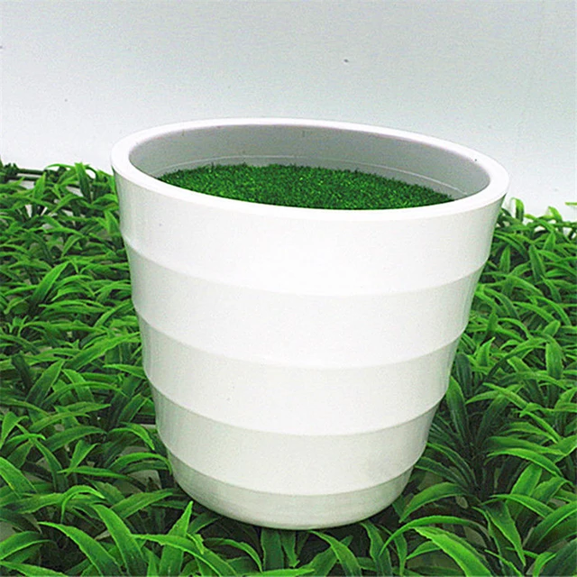 Pot de plantes artificielles, Pot de pépinière, Vase de pelouse artificielle, plante épaisse en plastique blanc, Pot de fleur, décoration de jardin de maison 6