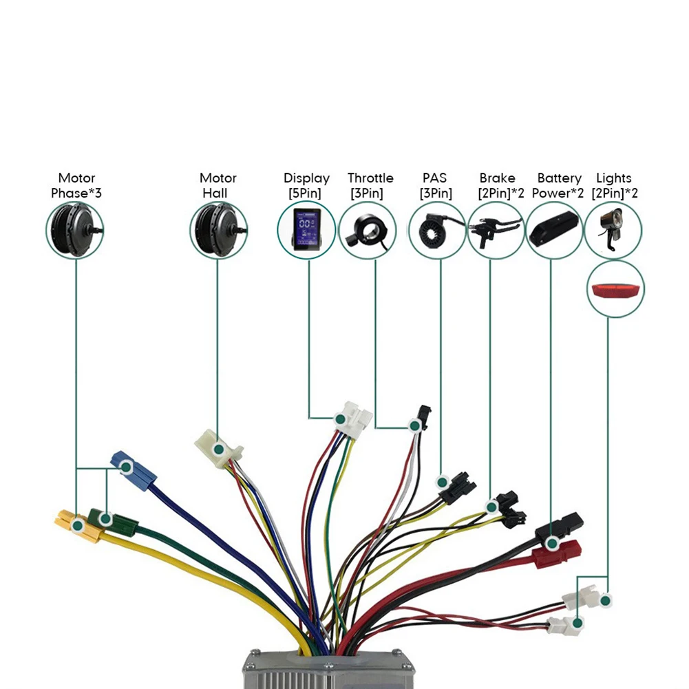 

E-Bike Controller Kits Replacement Throttle 1000W LCD Display PAS Plastic+Metal 36/48V Accessories Brake Lever