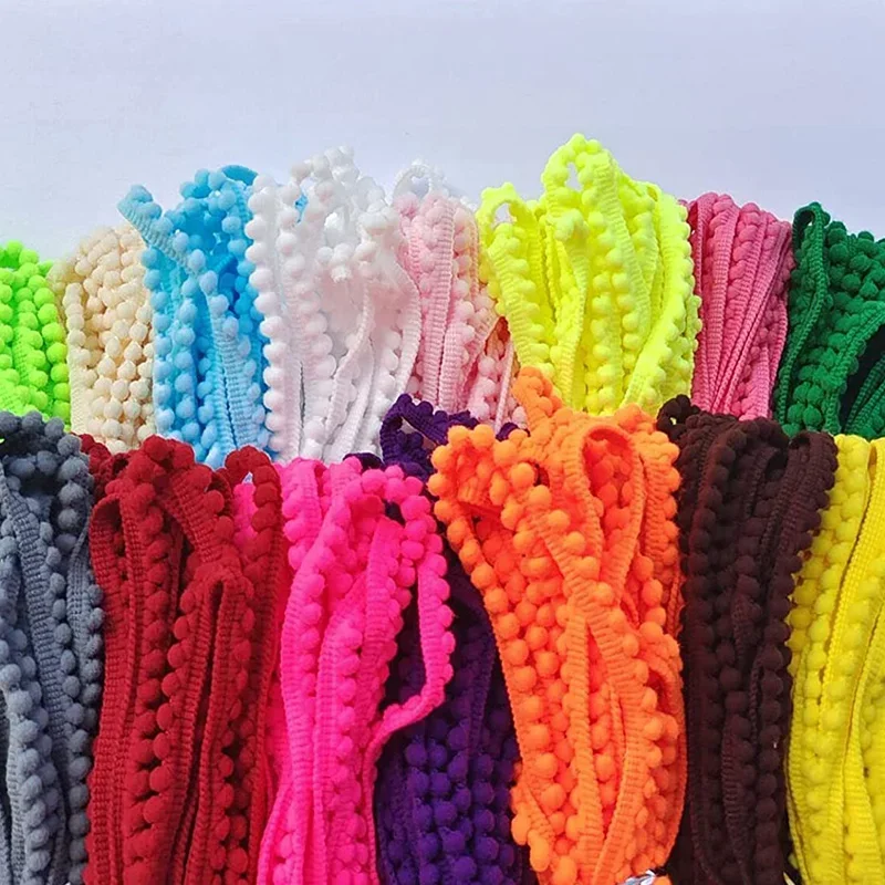 Lace ribbon lace garment accessories lace sewing supplies lace accessories lace sewing accessories pom pom trim Wool ball lace Fringe Trim 5mm PomPoms Trim Ball Fringe 5/10 Yards