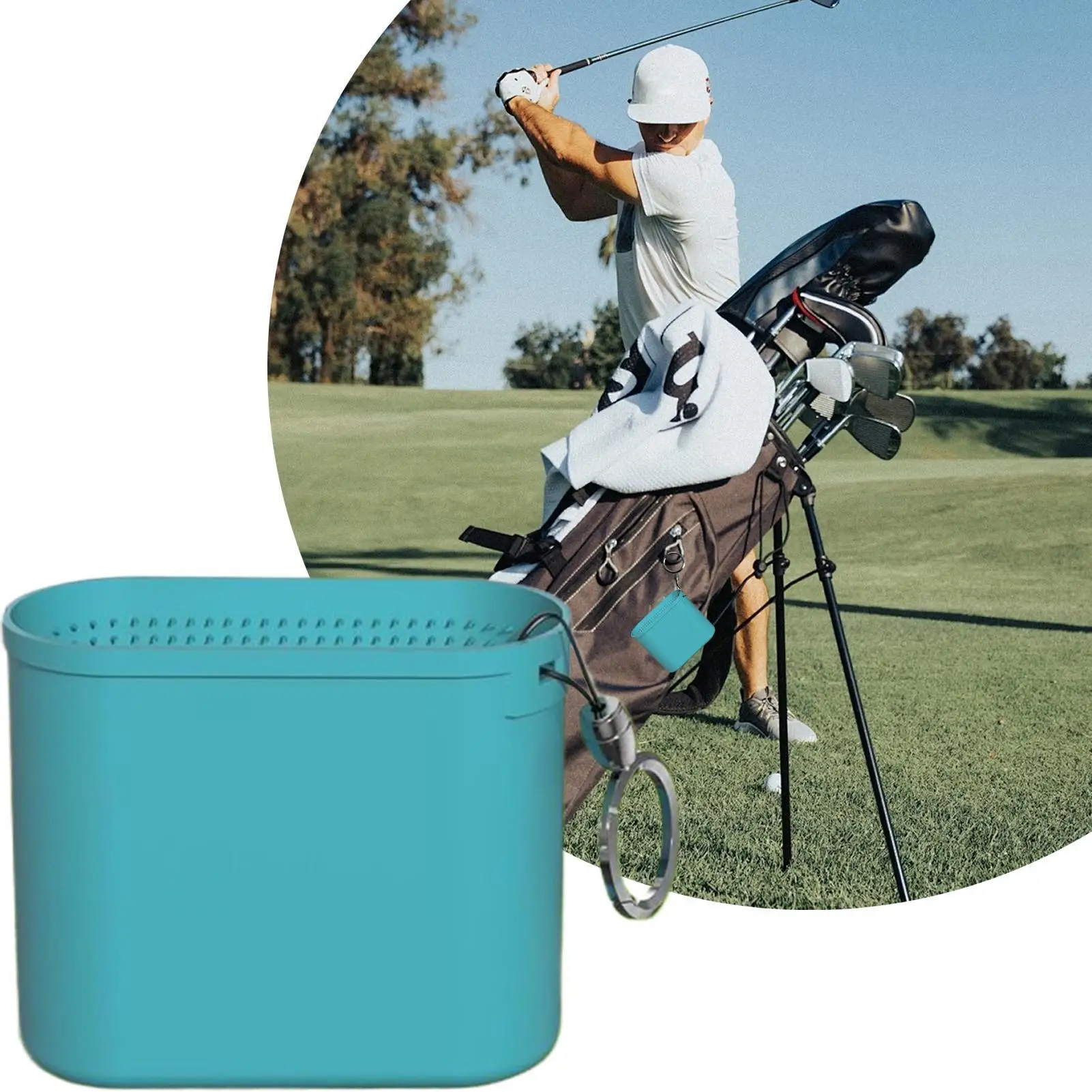 Golf Club Cleaner Bag Golf Club And Ball Washing Bag With Carabiner Clip Quick-Drying Grooves Washing Supplies Compact On-Course