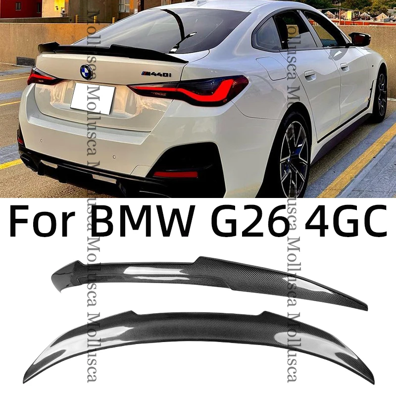 

For BMW 4 Series G26 4Door Cran Coupe PSM Style Carbon fiber Rear Spoiler Trunk wing 2021-2024 430 440 FRP Glossy black Forged