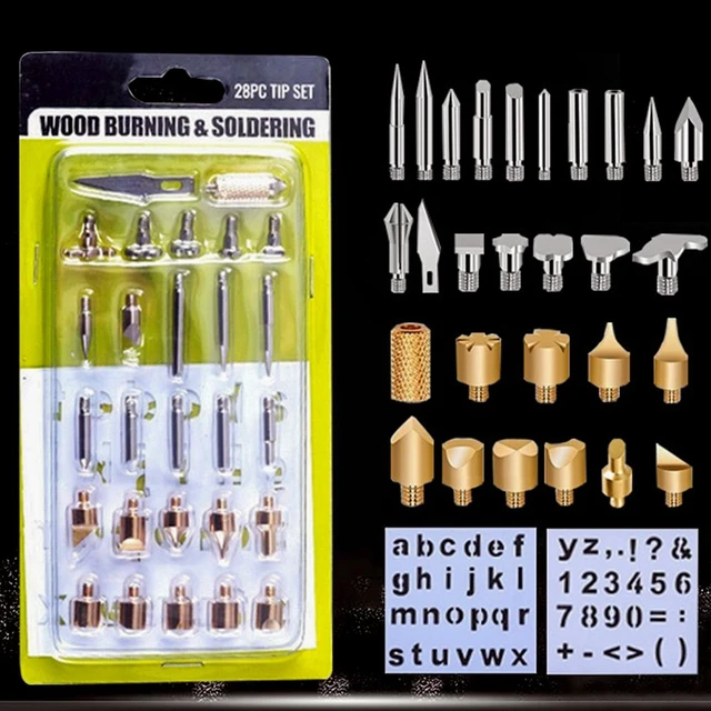 22Pcs Wood Burning Tool Kit Craft Set Soldering Pyrography Art Pen Brass  Tips