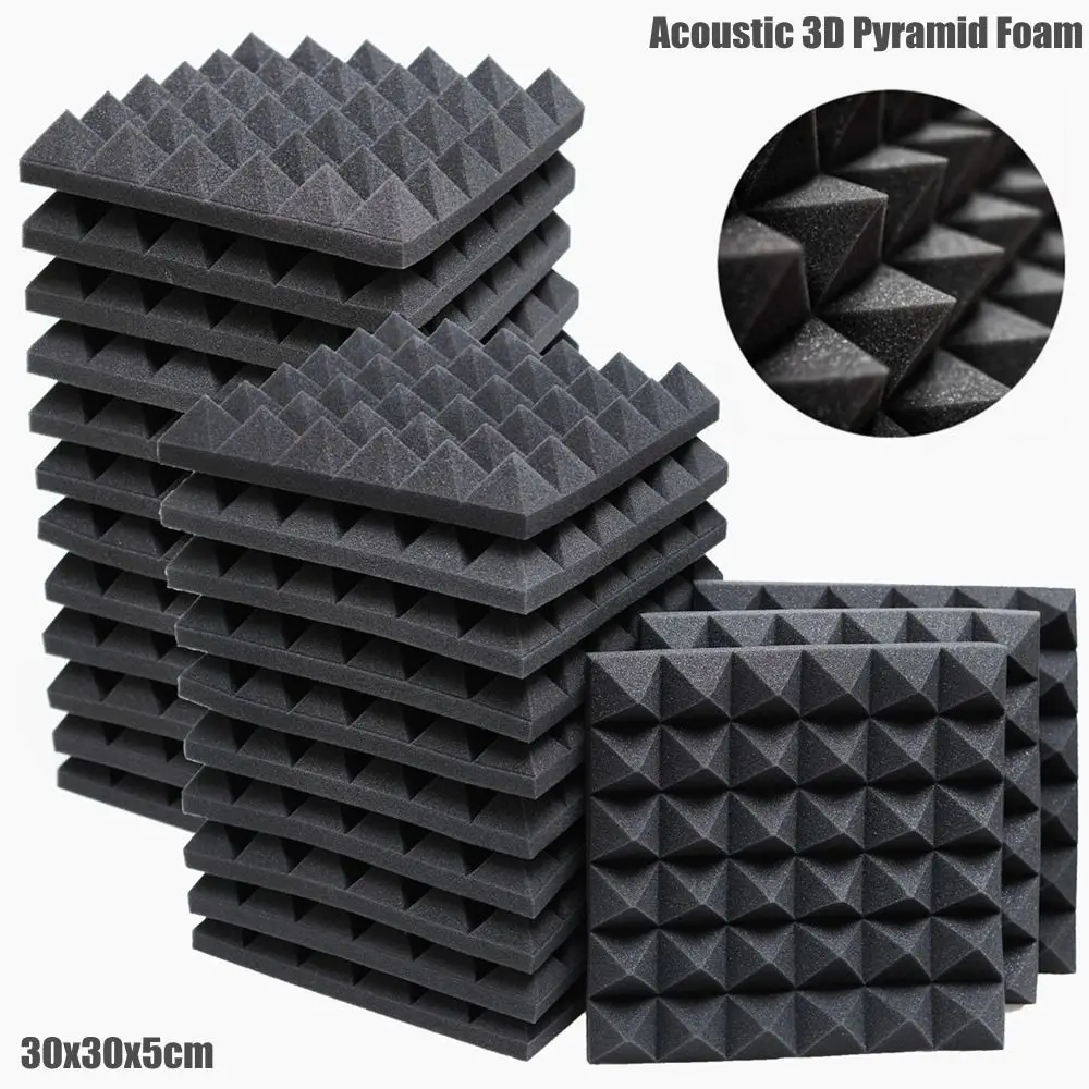 1PCSoundproofingFoamHighdensityFlameretardantPyramidNoiseSoundAbsorbingAcousticFoams