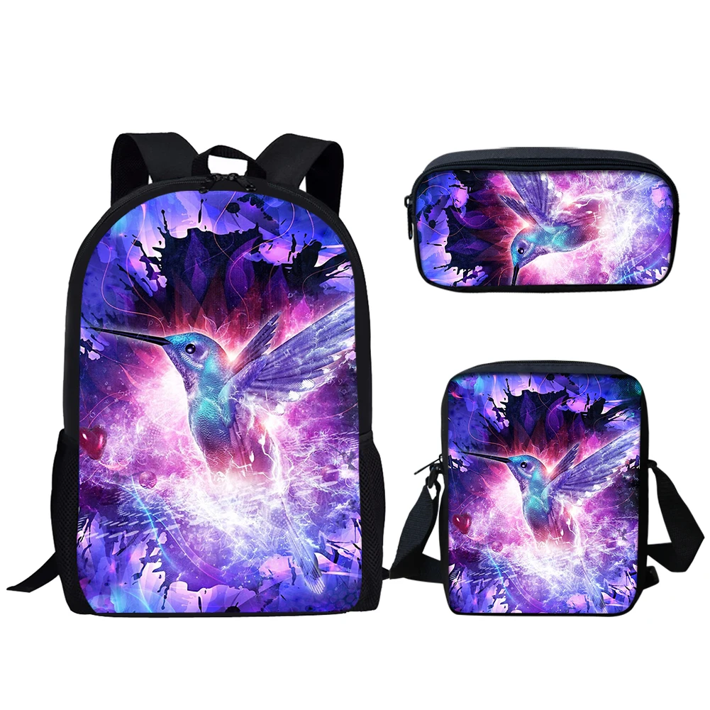 

Belidome Hummingbird Floral Print 3Pcs School Bags for Teen Girls Cute Backpack Set for Women Casual Schoolbag Mochila Infantil