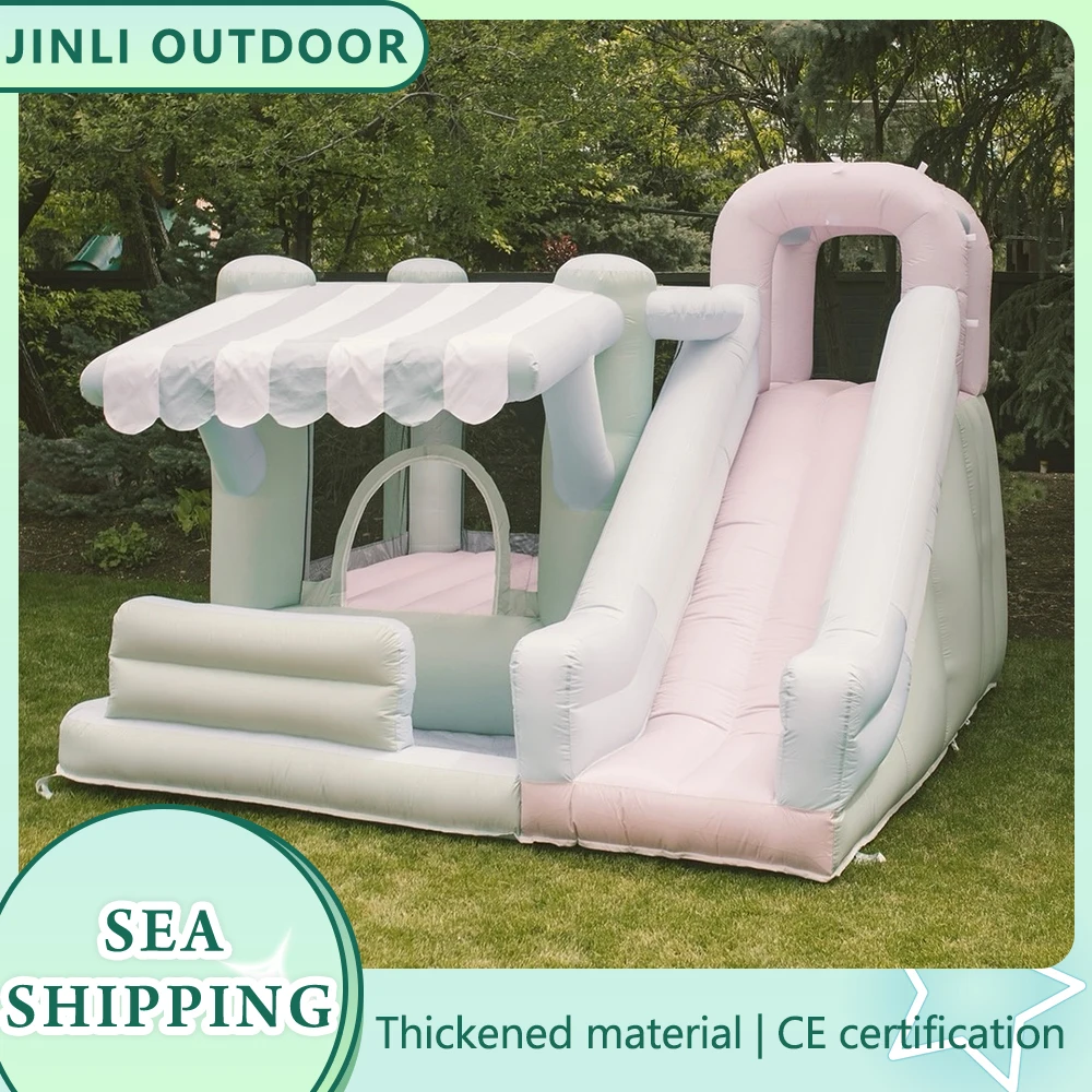 Inflatable bounce house with slide pool children's playhouse inflatable castle with blower suitable for birthday party summer