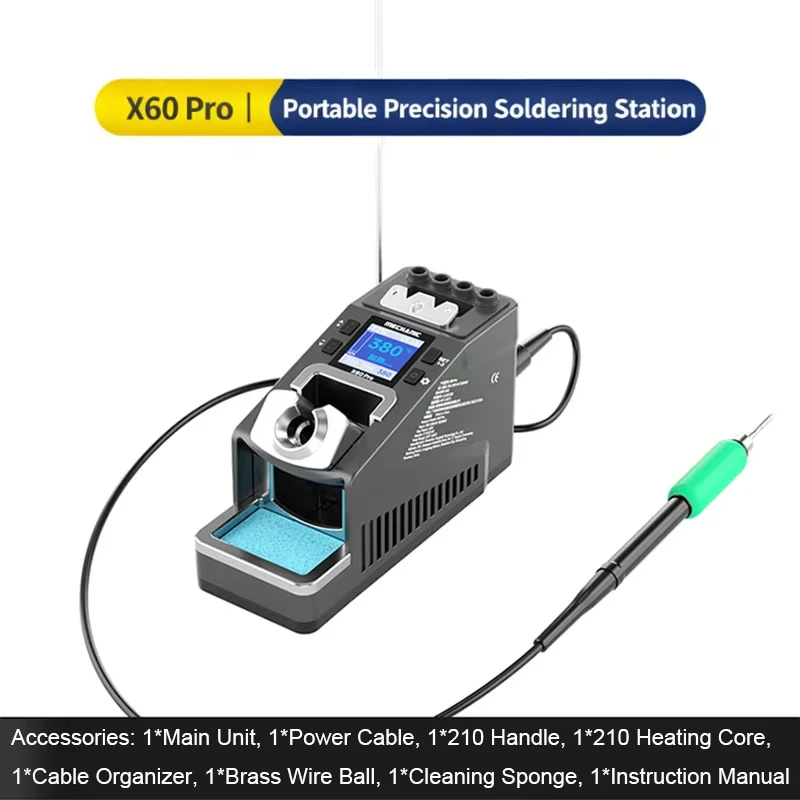 MECHANIC X60 Pro Portable Precision Soldering Station 60W Fast Heating Compatible 210/115 Handle for Electronics Welding Repair 7