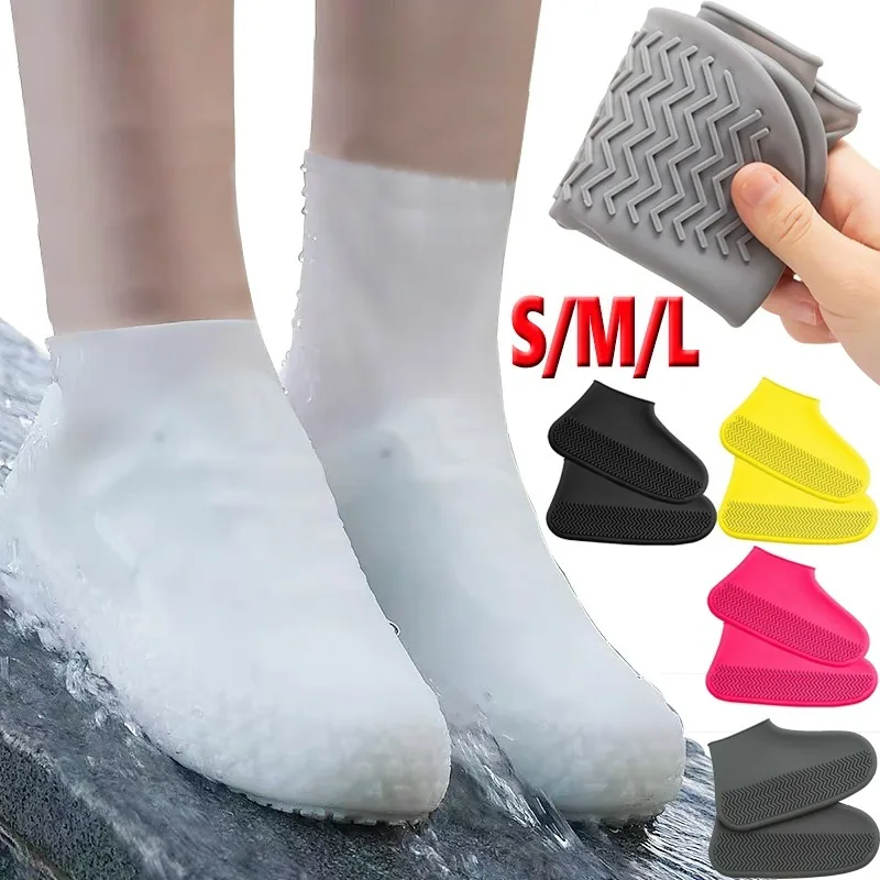 

1pair Waterproof Shoe Covers Silicone Anti-Slip Rain Boot Unisex Sneakers Protector For Outdoor Rainy Day Protectors Shoes Cover