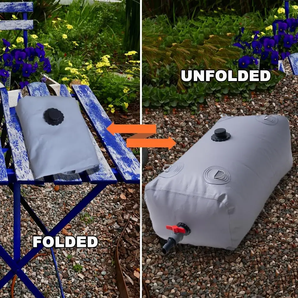 Foldable Portable Emergency Backup Water Storage Container for Construction Survival Kit Camping Gear (29 Gallon) Gray