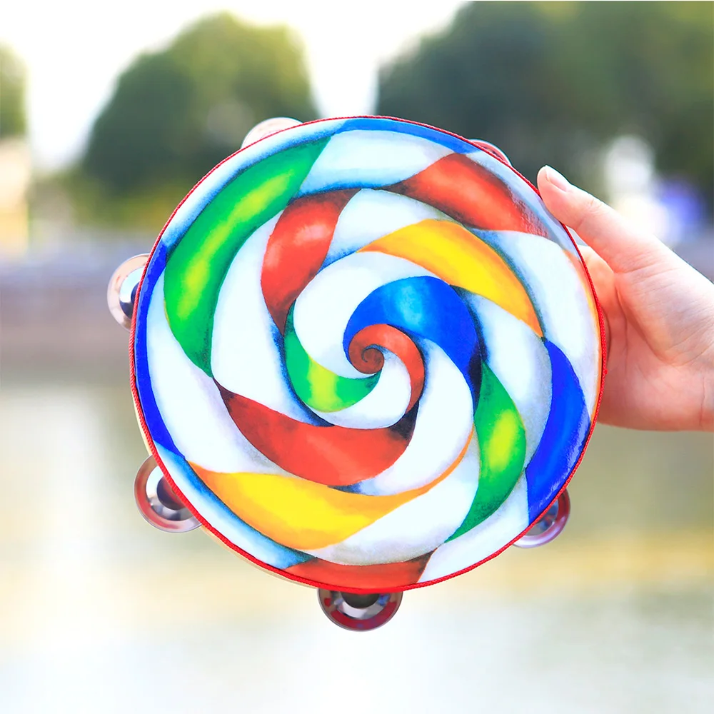 M MBAT 8 Inch Tambourine Colorful Lollipop Hand Held Tambourine Percussion Musical Instrument Children Kids Toy Christmas Gift
