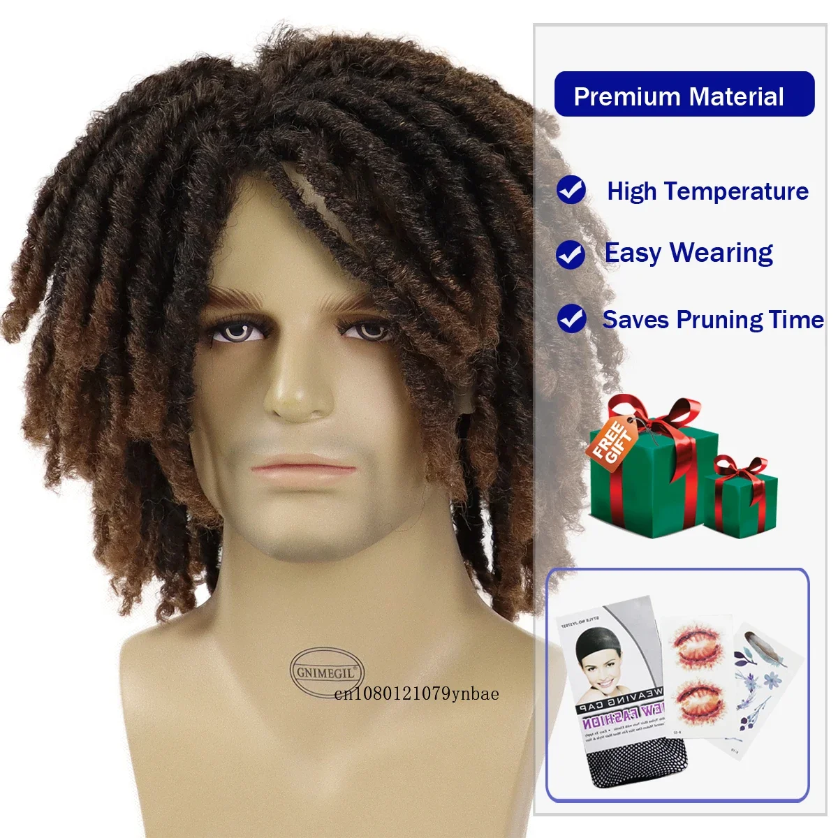 Braided Wig Men Synthetic Hair Halloween Costume Cosplay Daily Wigs Curly Afro Hairstyles Disco Carnival Party DreadLock Wigs