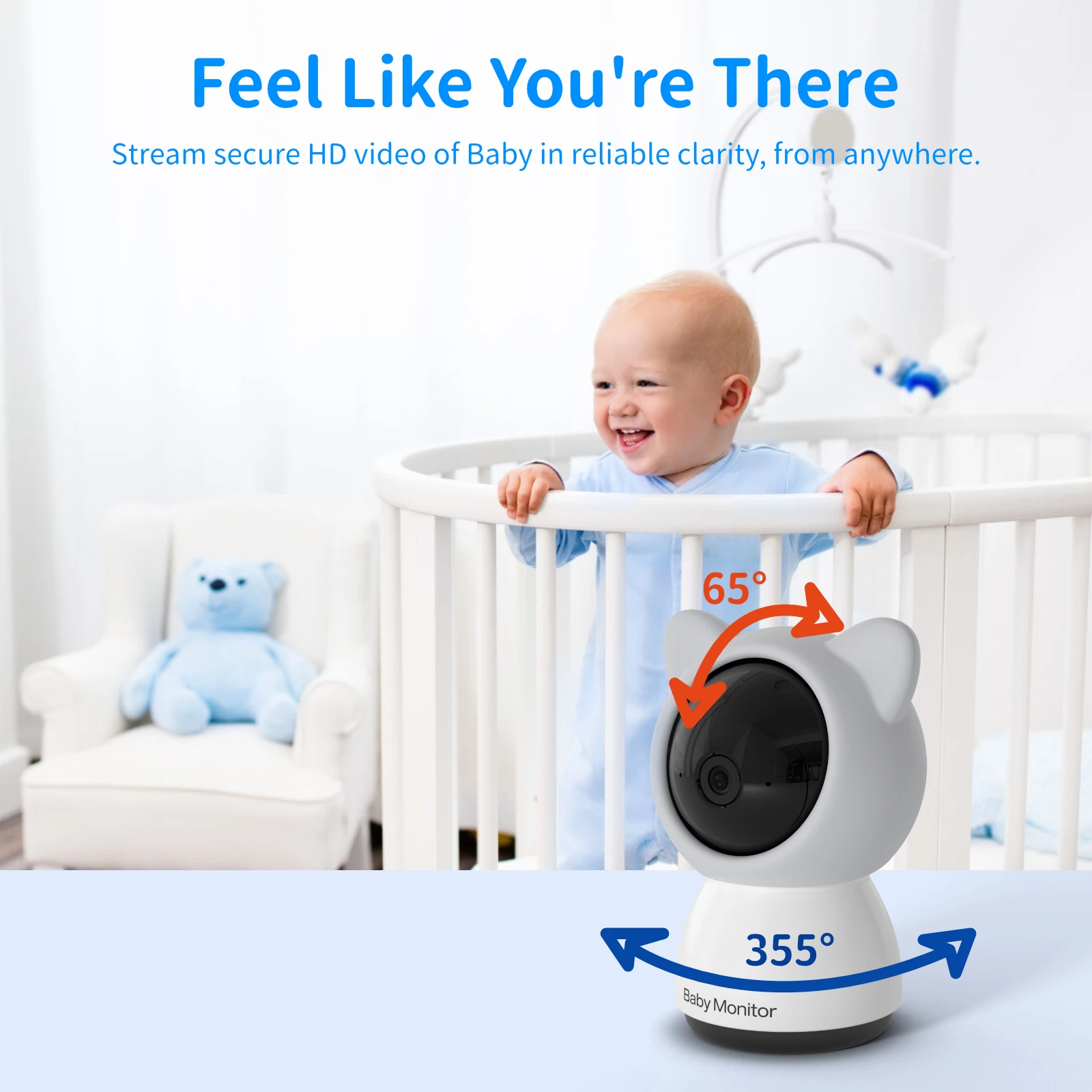 Baby Monitor Home Secuiry Camera Video Babyphone Dual Screen Night Vision  HD 5 Inch LCD Two Way Talk PTZ Lullabies For New Born