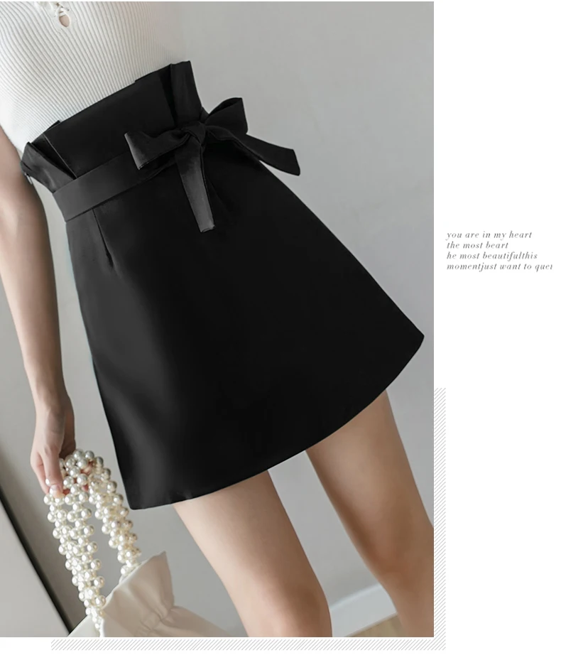 Suit Women Skirt Lace-Up Bow Zipper Woman Skirts 2021 Spring Summer Korean Fashion High Waist Mini Short Skirt Female Jupe Femme silk skirt