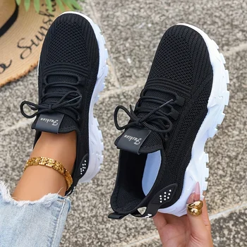 Breathable Knit Sneakers Fashion Comfortable Slip Resistant Soft Sole Shoes for Men Outdoor Walking 1