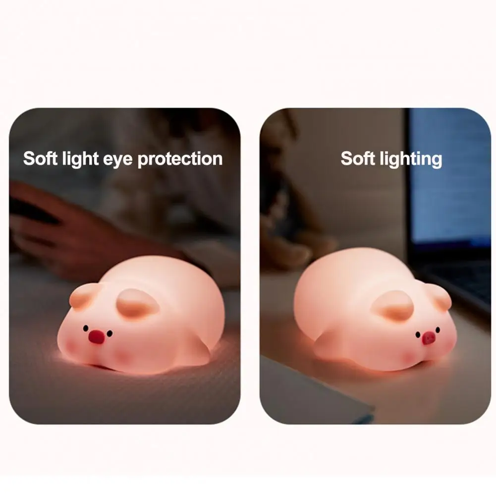 

Silicone Piggy Cute Lamp Adorable Animal Piggy Night Light with Timer Dimmable Touch Control for Baby's Bedside Rechargeable