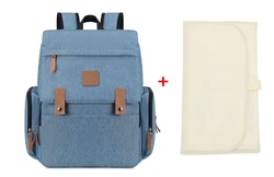 Premium Real Leather Diaper Backpack with Changing Mat - Spacious Mommy Travel Bag (LUXURY 2.0 - shineblue)