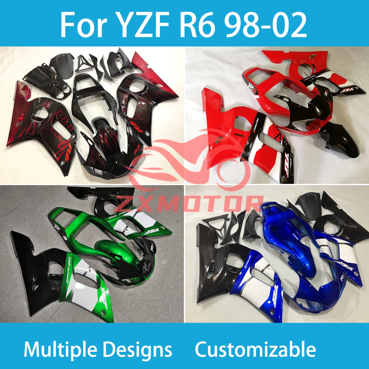

Комплект для восстановления обтекателей для Yamaha YZF R6 98 99 00 01 02 Prime впрыск мотоцикла ABS Обтекатели R 6 1998 1999-2002