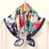 60*60cm Luxury Floral Silk Square Scarf Women Soft Satin Kerchief Hairband Neckerchief Head Hijab Headband Foulard Bag Ribbon 4
