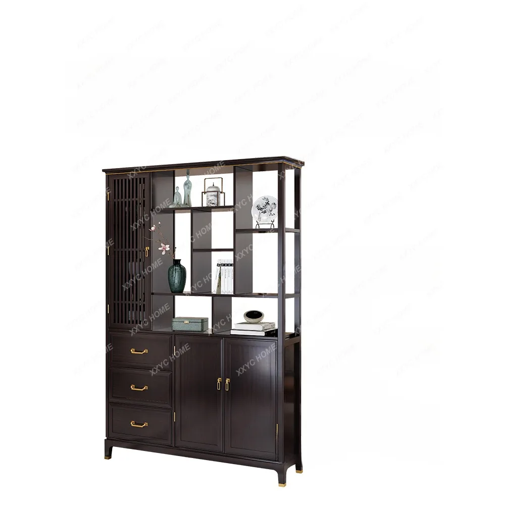 

Entrance Cabinet Integrated Wall Living Room Hall Cabinet Double-Sided Hallway Porch Cabinet Solid Wood Wine Cabinet