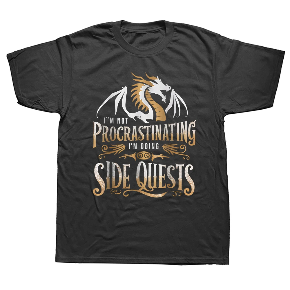 Gamer-Abenteuer Ich zögere nicht, ich erledige Nebenaufgaben Drachen-T-Shirt Humor-T-Shirt Kleidung für Männer und Frauen Kurzarm