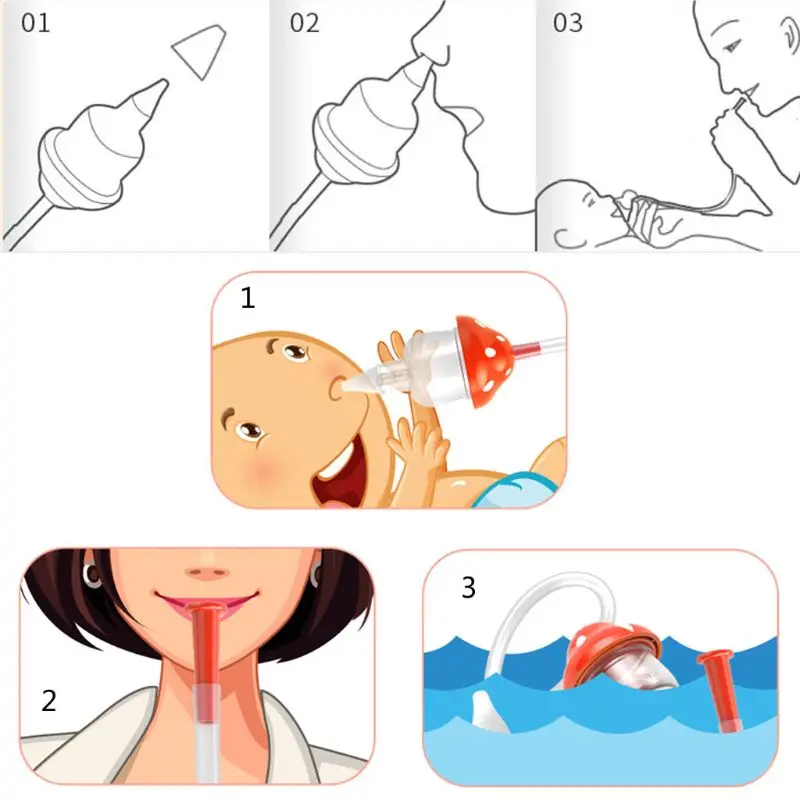 Baby Care Set Newborn Safety Nose Cleaner Kid Vacuum Suction Nasal Aspirator Set Infants Flu Protections Supplies