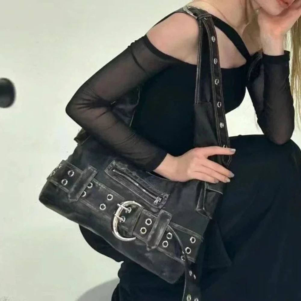 

Miyagawa Fashion Retro Spicy Girl Large Capacity Denim Single Shoulder Underarm Bag Casual Versatile Women Crossbody Bag