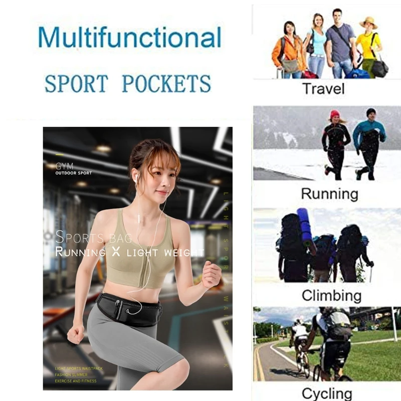 

Waist Bag Elastic Phone Holder Fanny Pack for Unisex Jogging Pocket