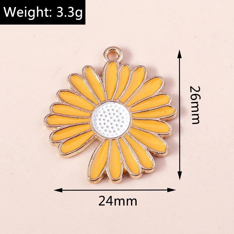 Duarte 20 Stück/Lot niedliche Emaille-Gänseblümchen-Anhänger für die Schmuckherstellung, DIY-Ohrringe, Halsketten, Armbänder, Zubehör – Detail 1