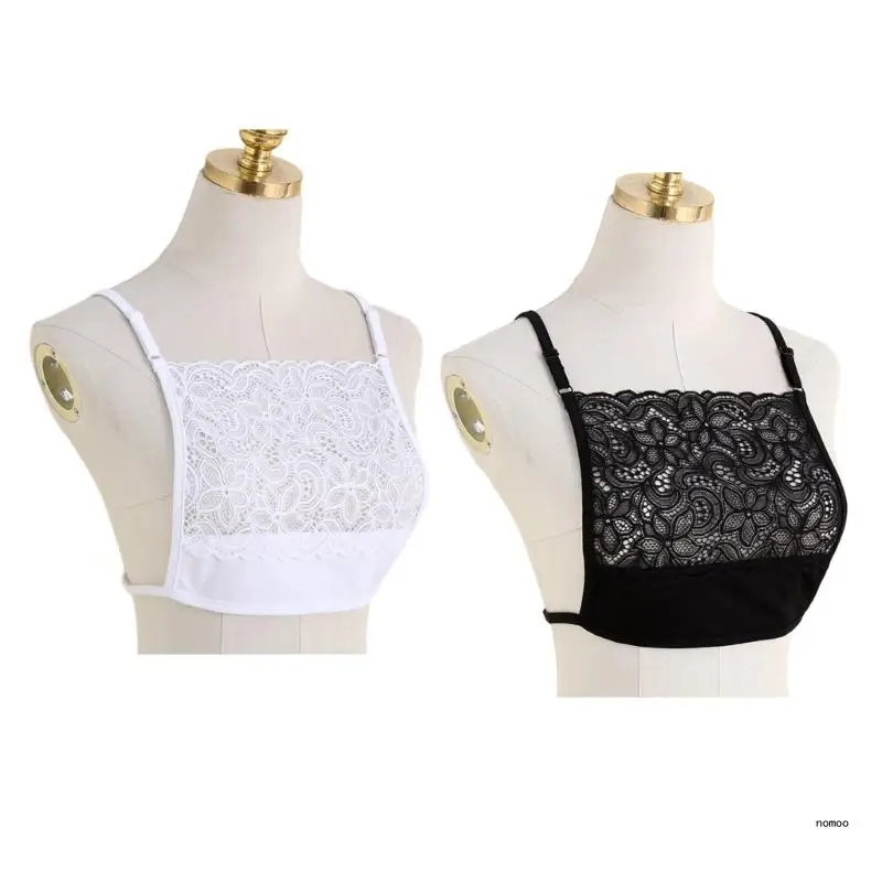 

Women Lace Invisible Mock Camisole Bra Wrapped Chest Overlay Modesty Panel Vest