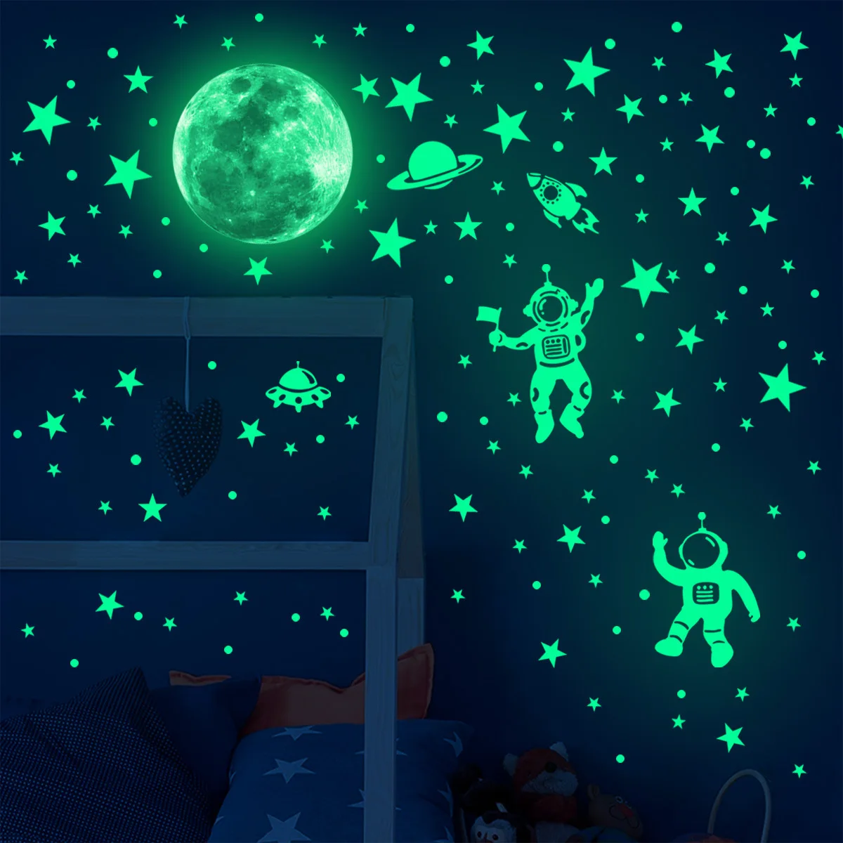 Luminous Moon Stars Wall Stickers Kids Room Bedroom Decor Glow Dark Earth Wall Decals Noctilucent Stickers Home Decor luminous wall stickers fluorescent stickers