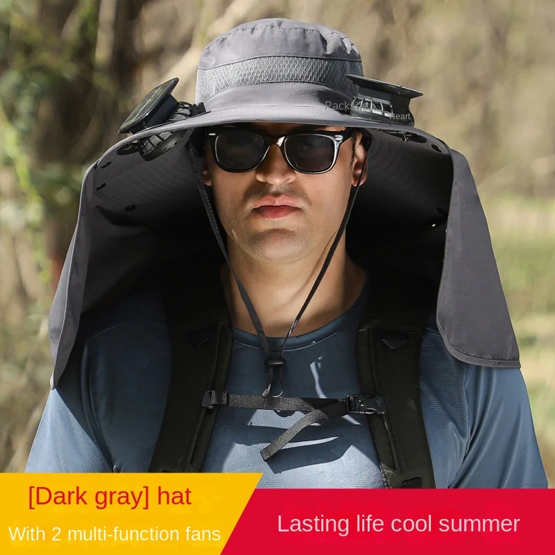 Summer Men Outdoor Fan Cap Multi-Purpose Ricaricabile Big Wind Power Hat Cappelli Da Pescatore Alpinismo A Tesa Larga Spedizione Gratuita