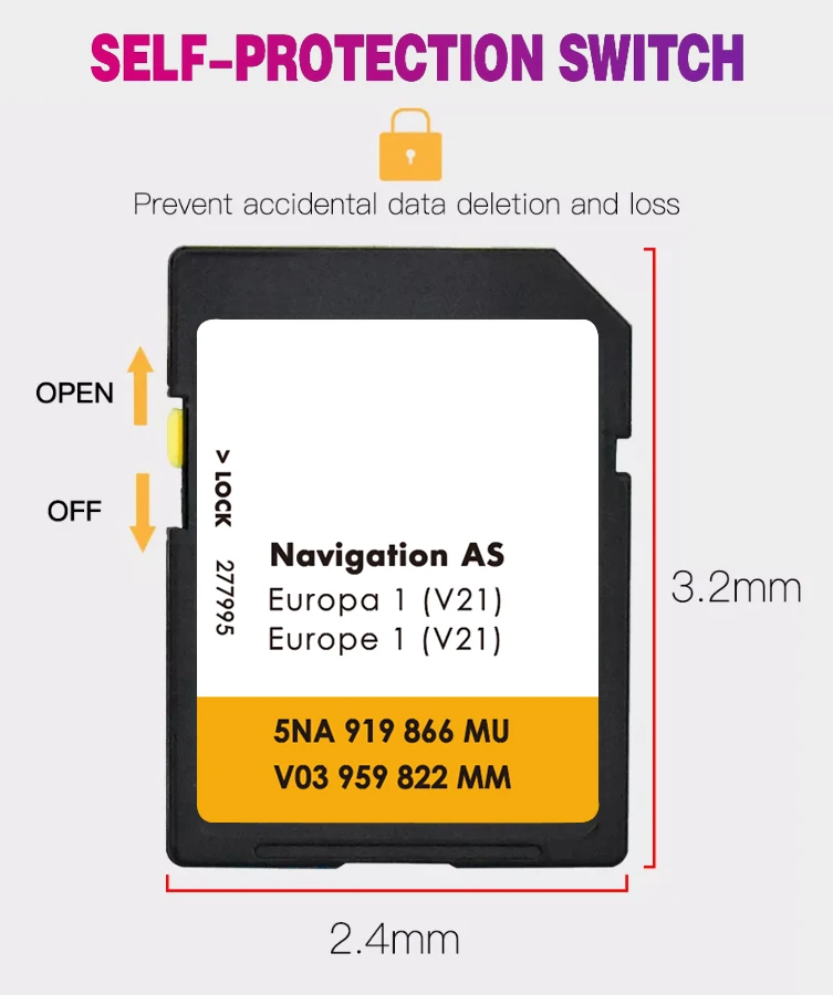New for VW Discover Media Navi AS Map GPS UK Europe Sat Nav SD Card 32GB Memory Flash Car Version