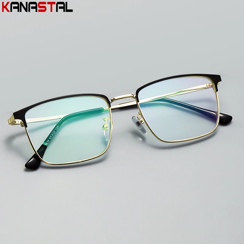 

Очки для чтения по рецепту для мужчин и женщин, оптические линзы с блокировкой голубого света при близорукости, пресбиопические очки, металлическая оправа