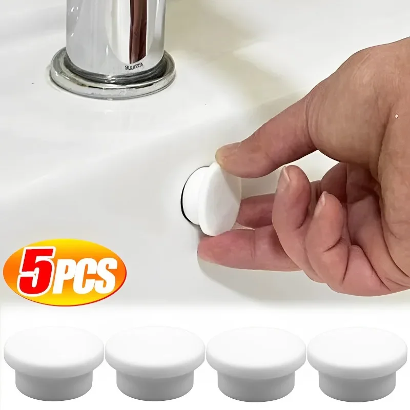 

5/1Pcs Plastic Sink Hole Overflow Cover Kitchen Bathroom Basin Trim Bath Drain Cap Remplacement Sink Wash Basin Overflow Ring